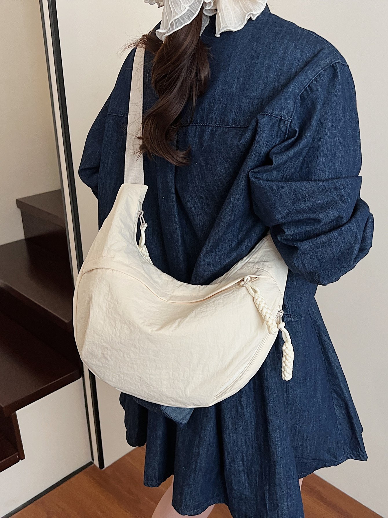Ins Style Nylon Wrinkled Tote Diagonal Dumpling Bag