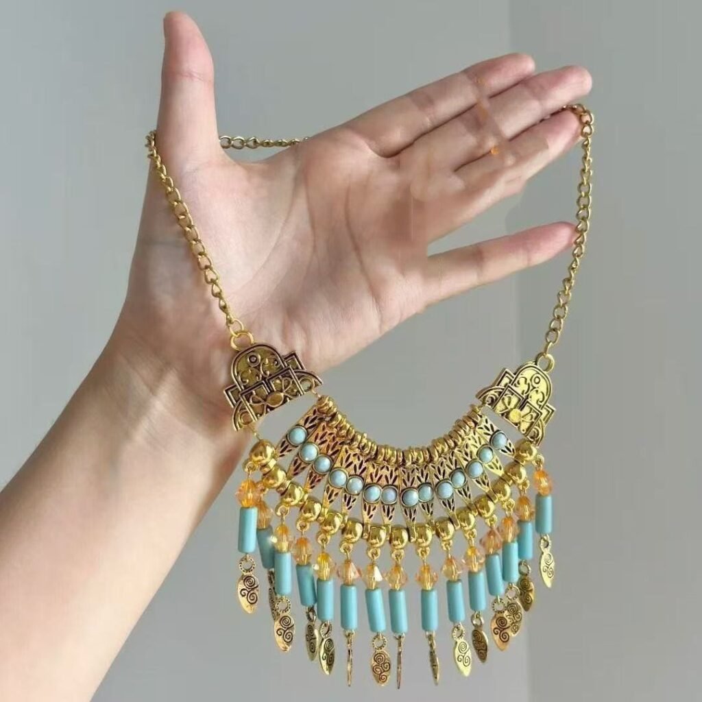 Boho Heavy-Beaded Tassel Necklace